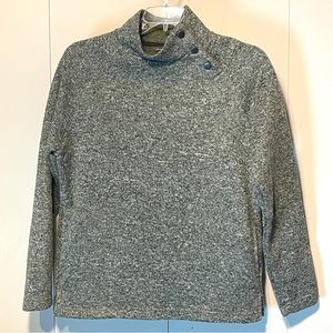 Eddie Bauer Womens Button Mock Neck Sweater Size Large L Sage Green Heather Cozy